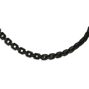 10mm Stainless Steel Black Plated Anchor Chain Necklace, 20 Inch